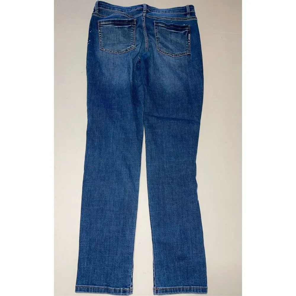 J.Jill Denim 4 Regular‎ BOYFRIEND Straight-Leg Ankle Jeans Paint Splatter